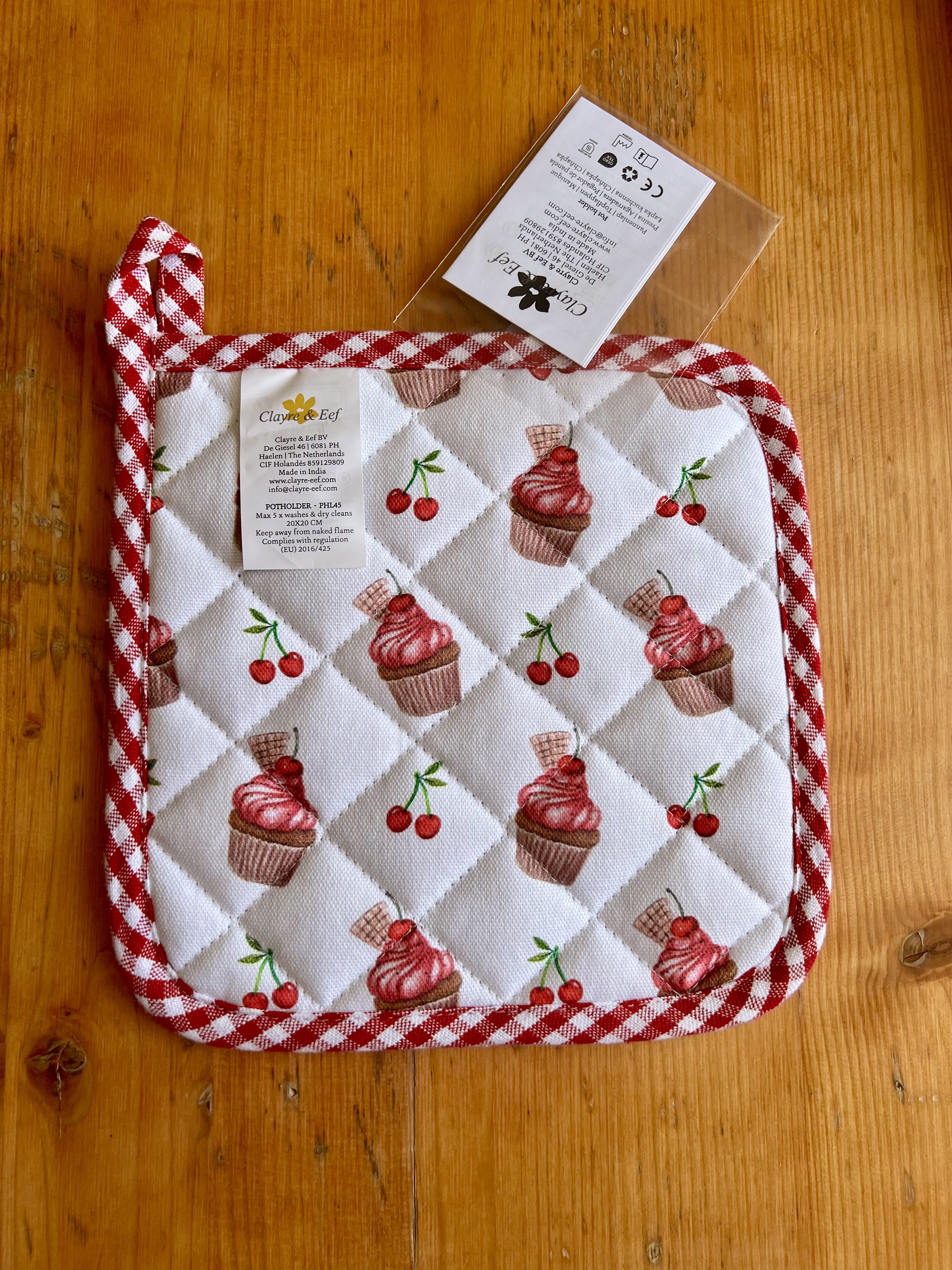Presina da cucina “ciliegie” Clayre & Eef. A quadretti 