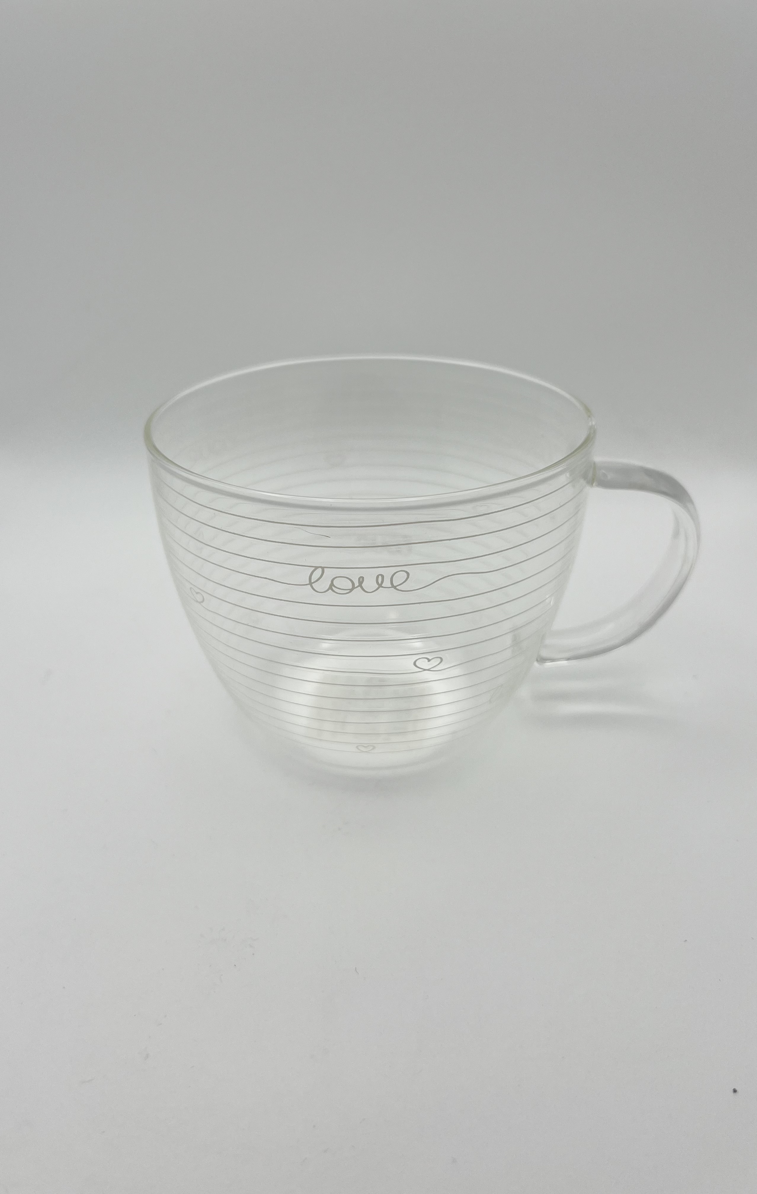 Tazza “love” in vetro 