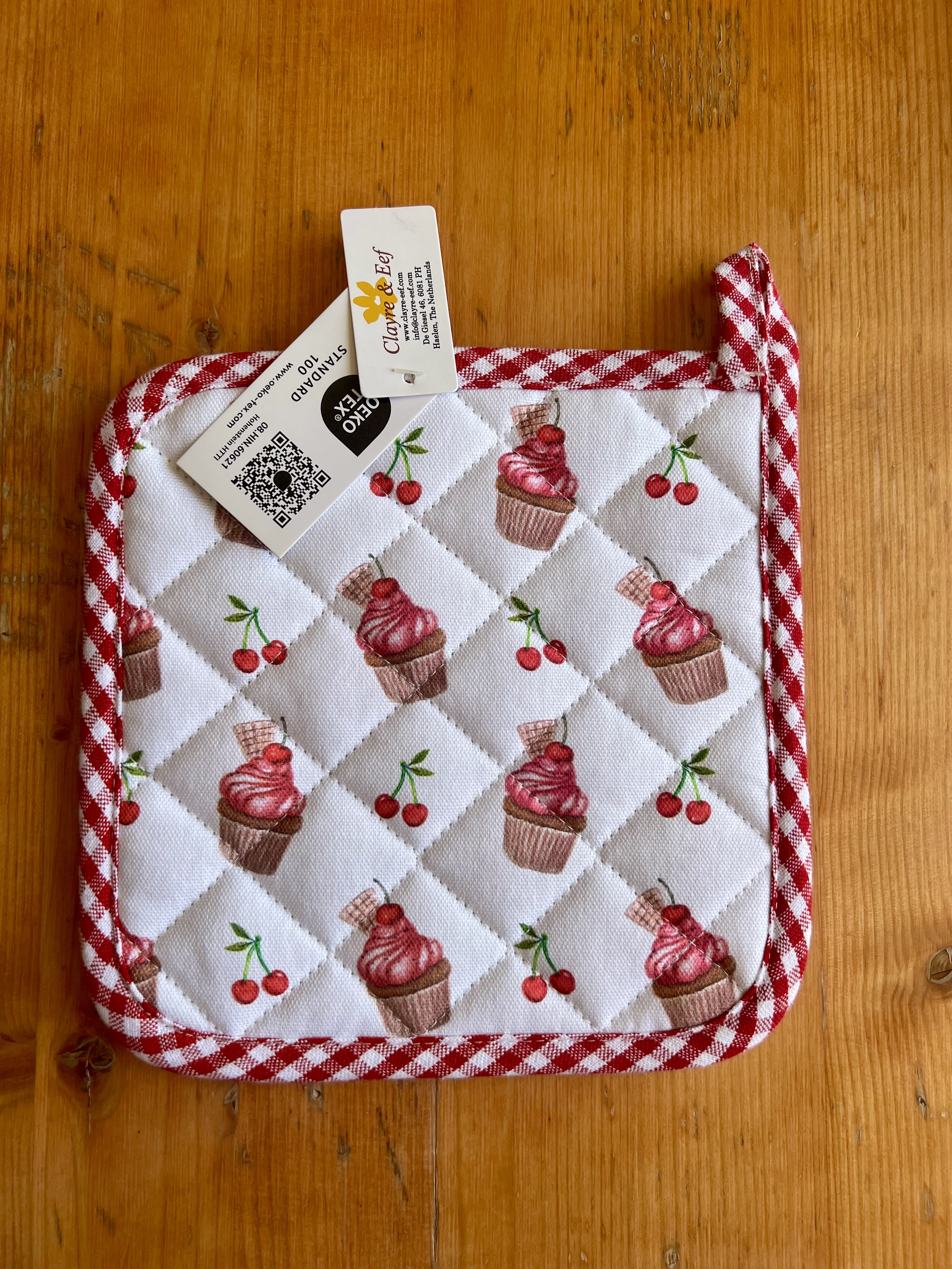 Presina da cucina “ciliegie” Clayre & Eef. A quadretti 