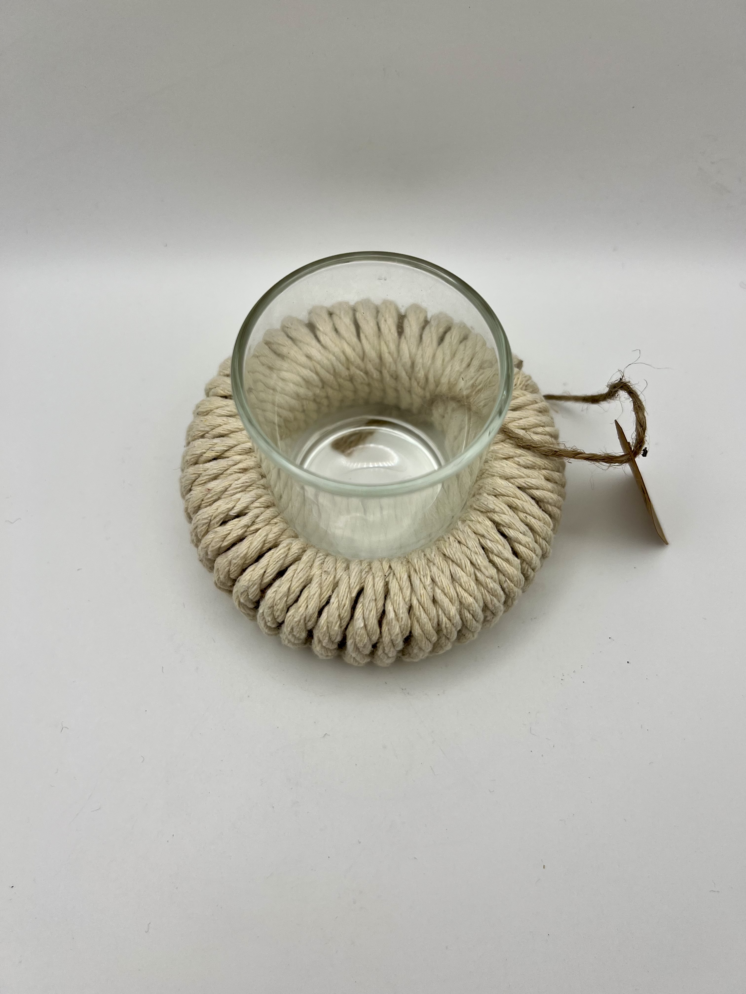 Portacandele corda chiaro