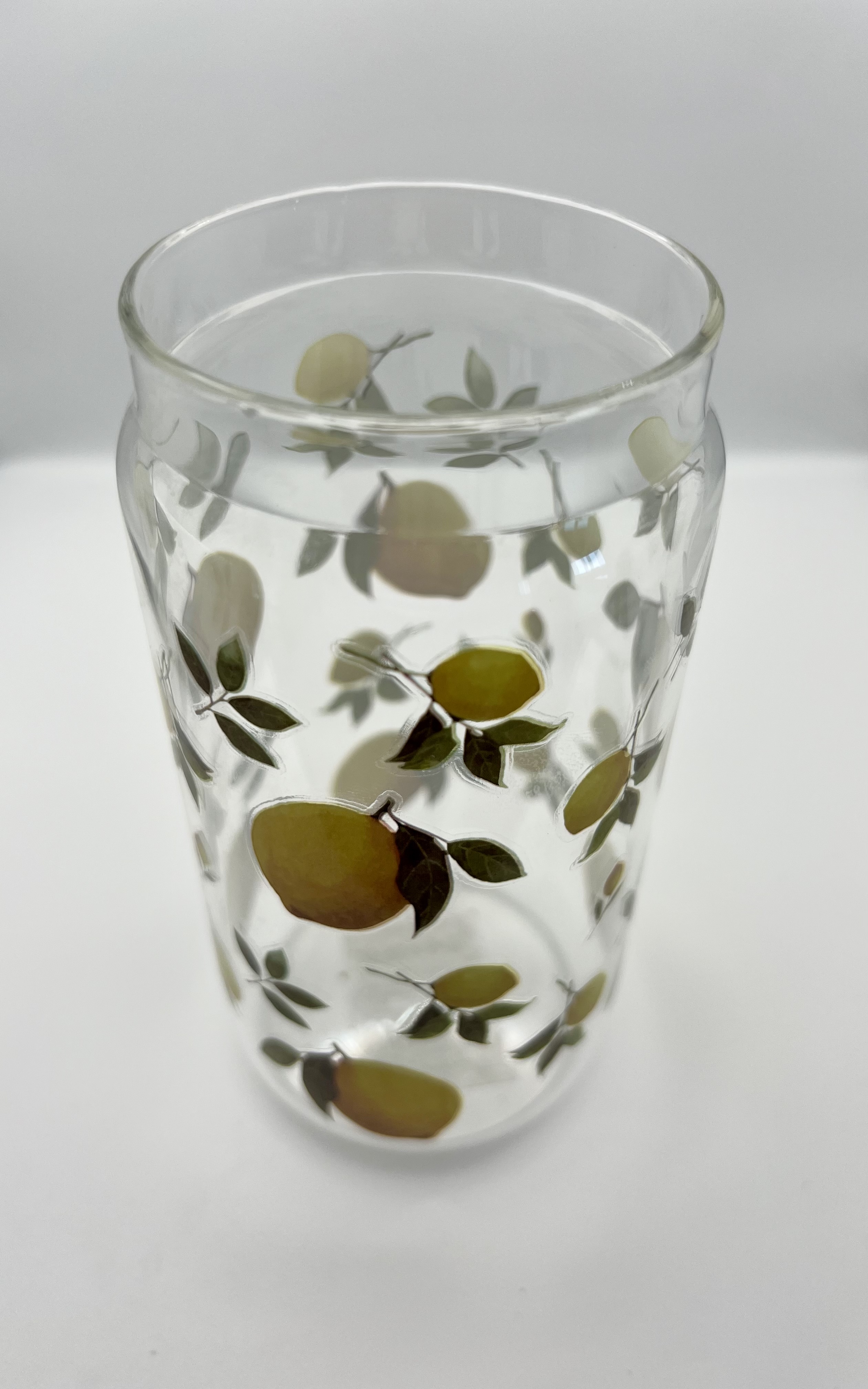 Bicchiere in vetro con tappo e cannuccia, Wurm, con limoni