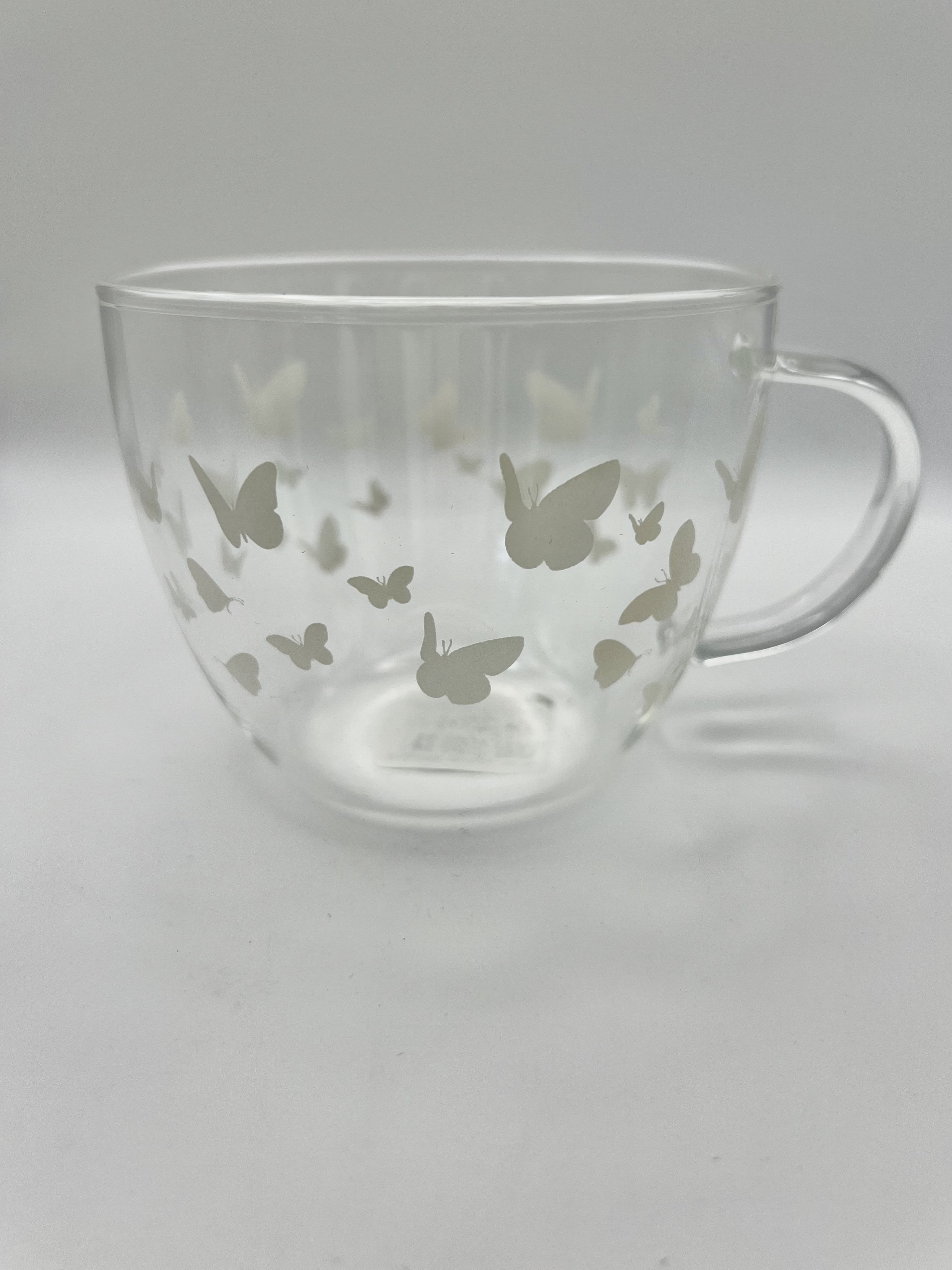 Tazza farfalle in vetro borosilicato