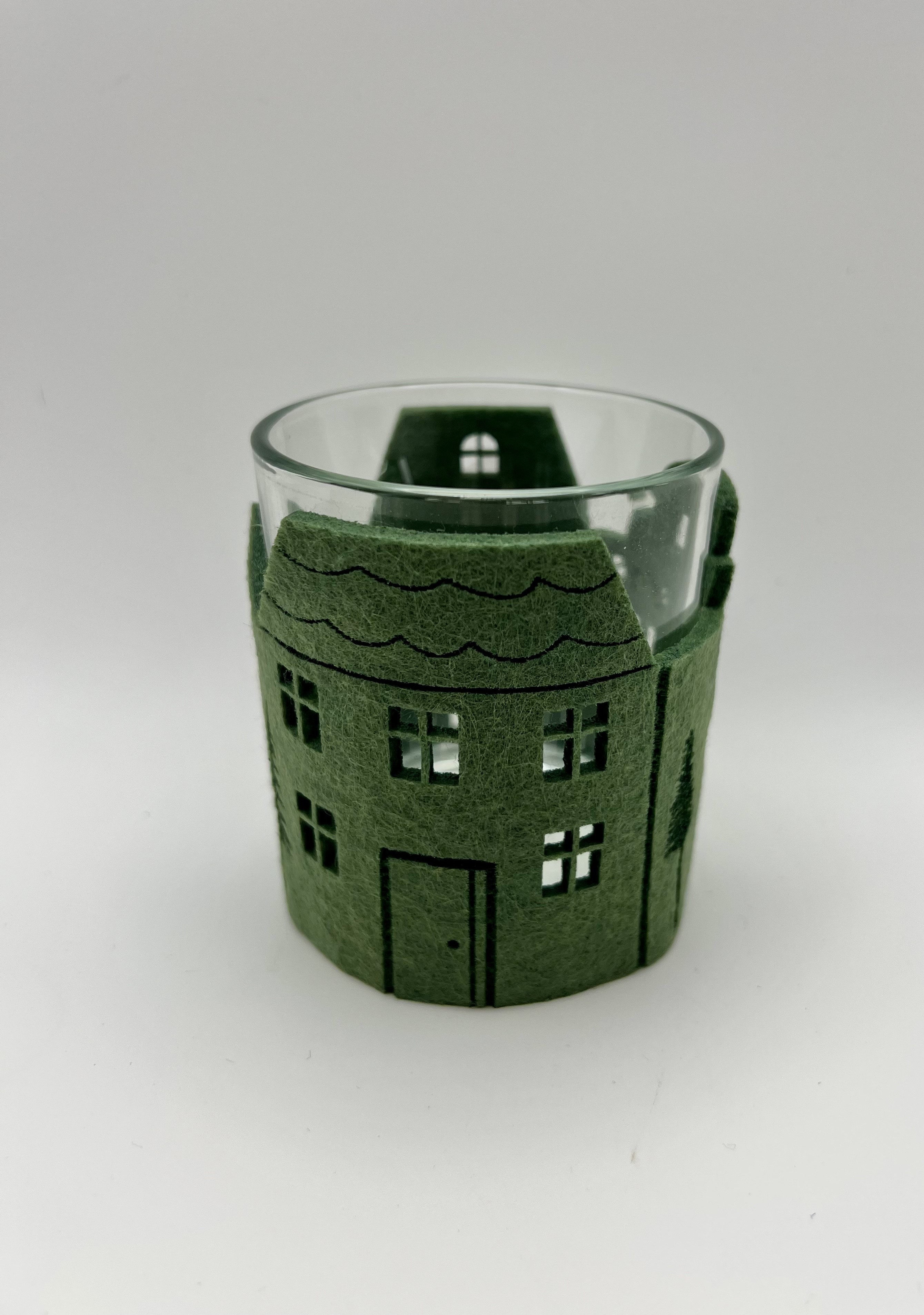 Portacandela feltro verde 