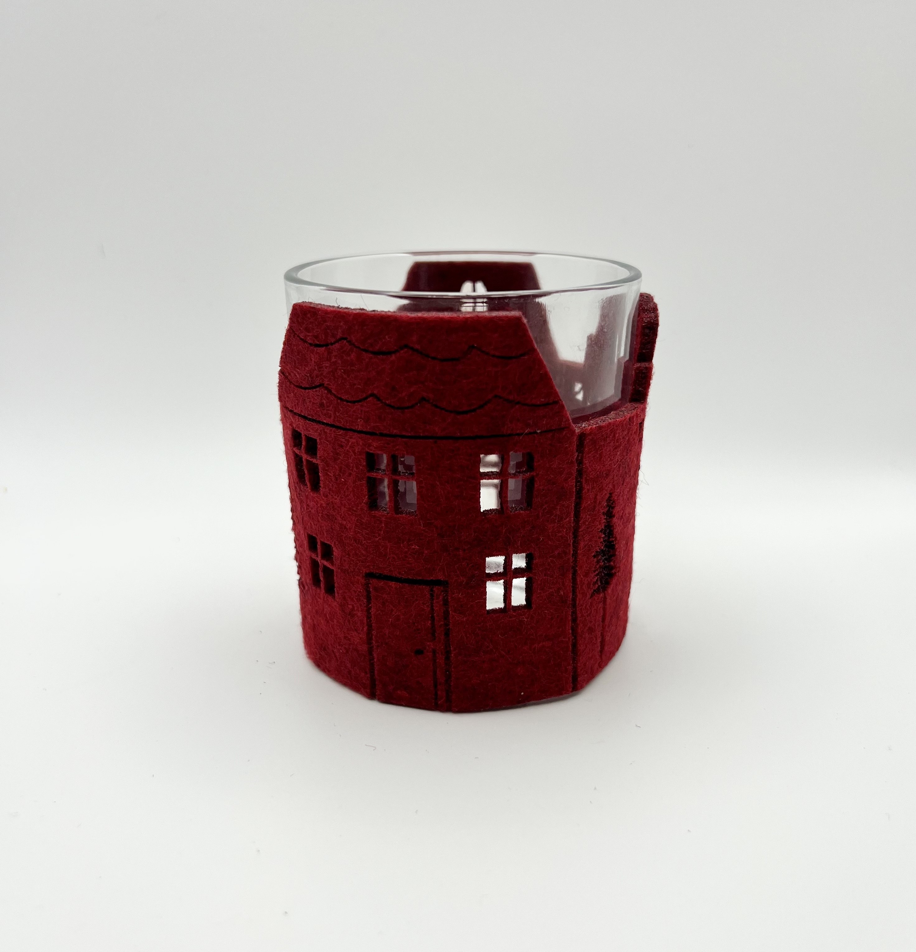 Portacandela feltro rosso