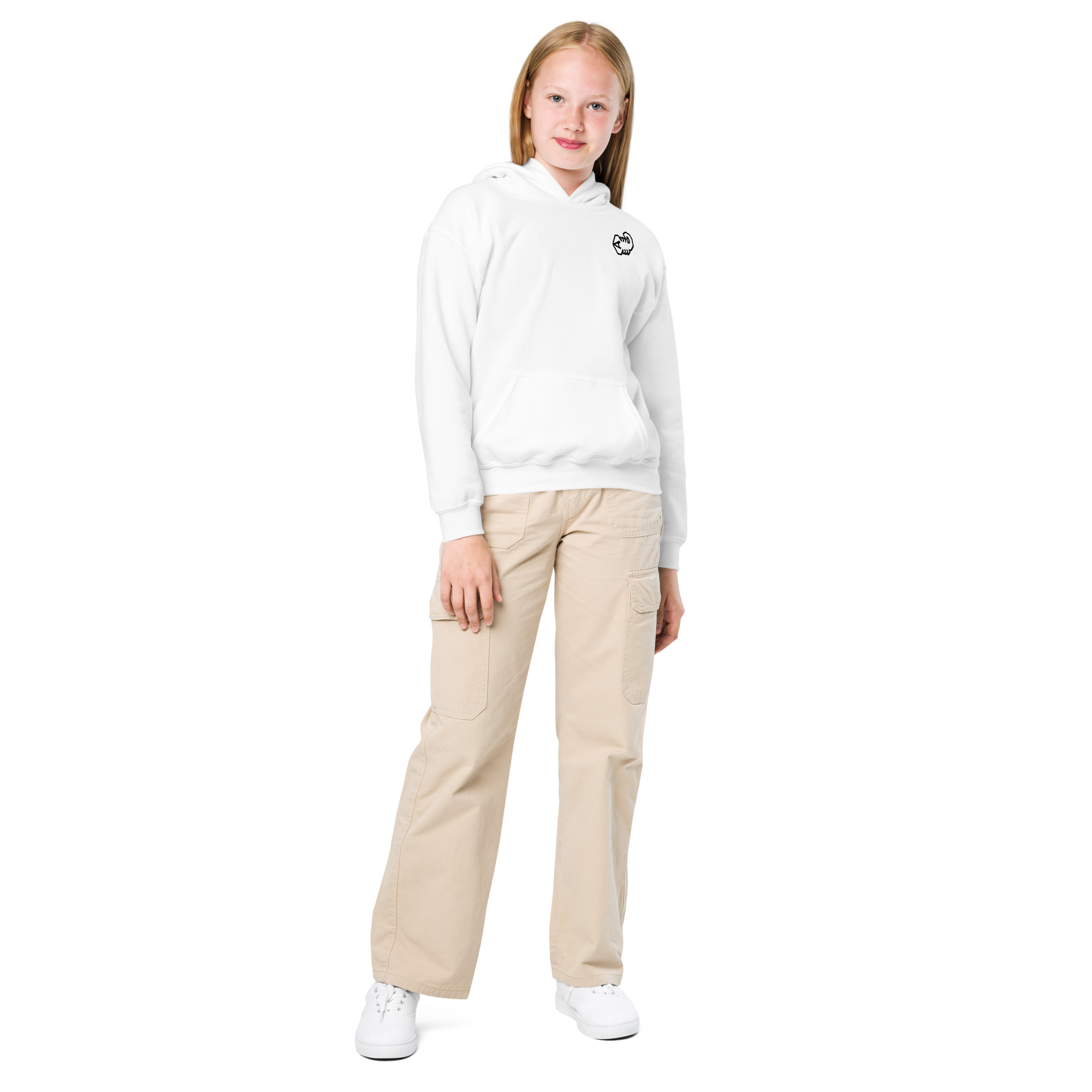 Weißer Kapuzenpullover mit Grafik