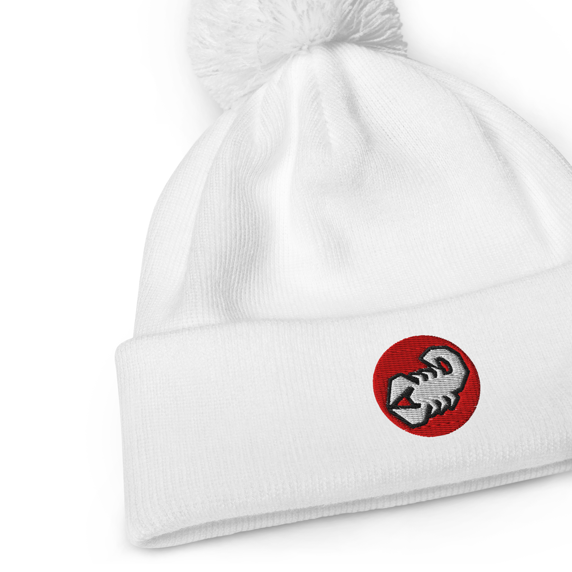 Bommelmütze mit Skorpion-Logo