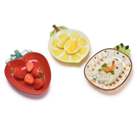 Fruit-Shaped Ceramic Plates Set