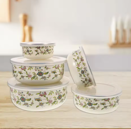 Floral Printed Glass Food Storage Containers Set