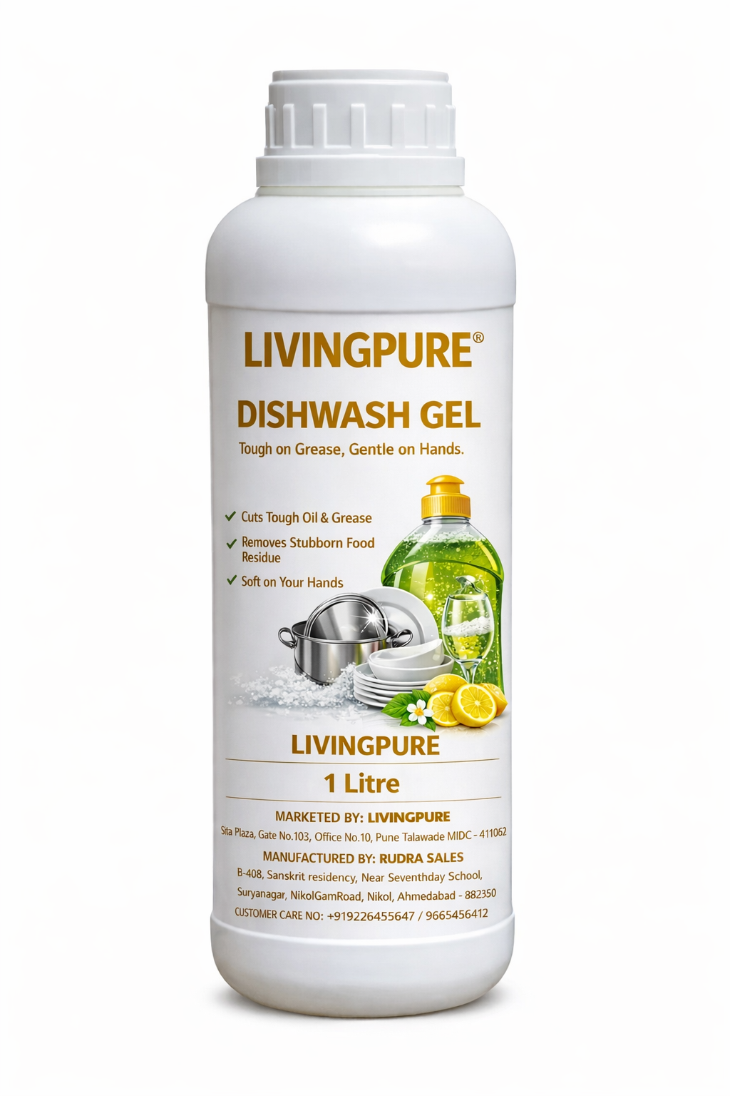 LivingPure Dishwash Gel Liquid 750ML / 1KGS