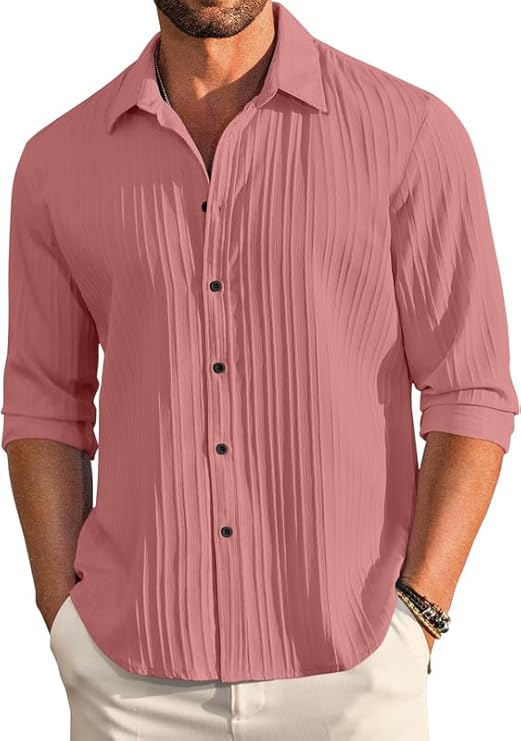Men's Pleated Casual Shirt