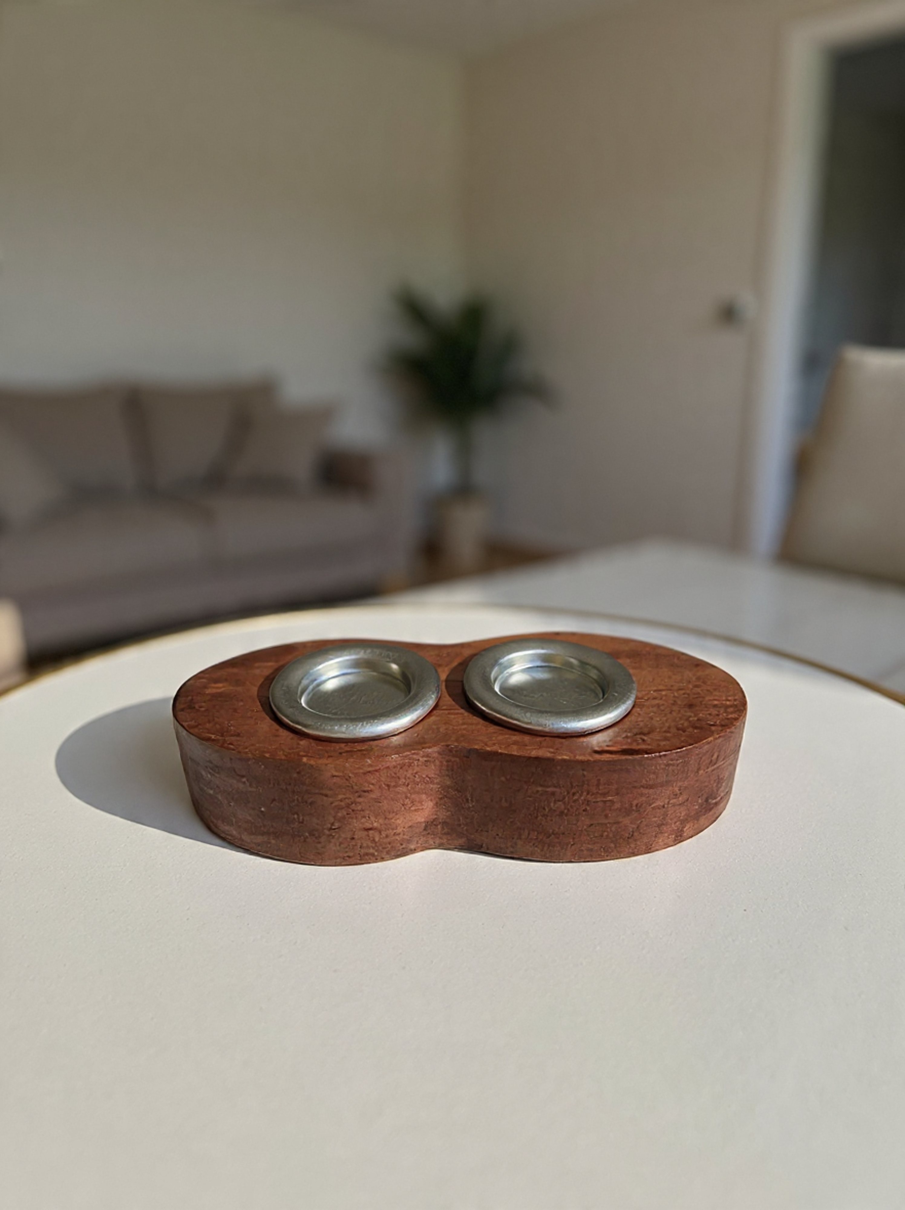 🌿 Porta Incienso Doble de Madera Pulida