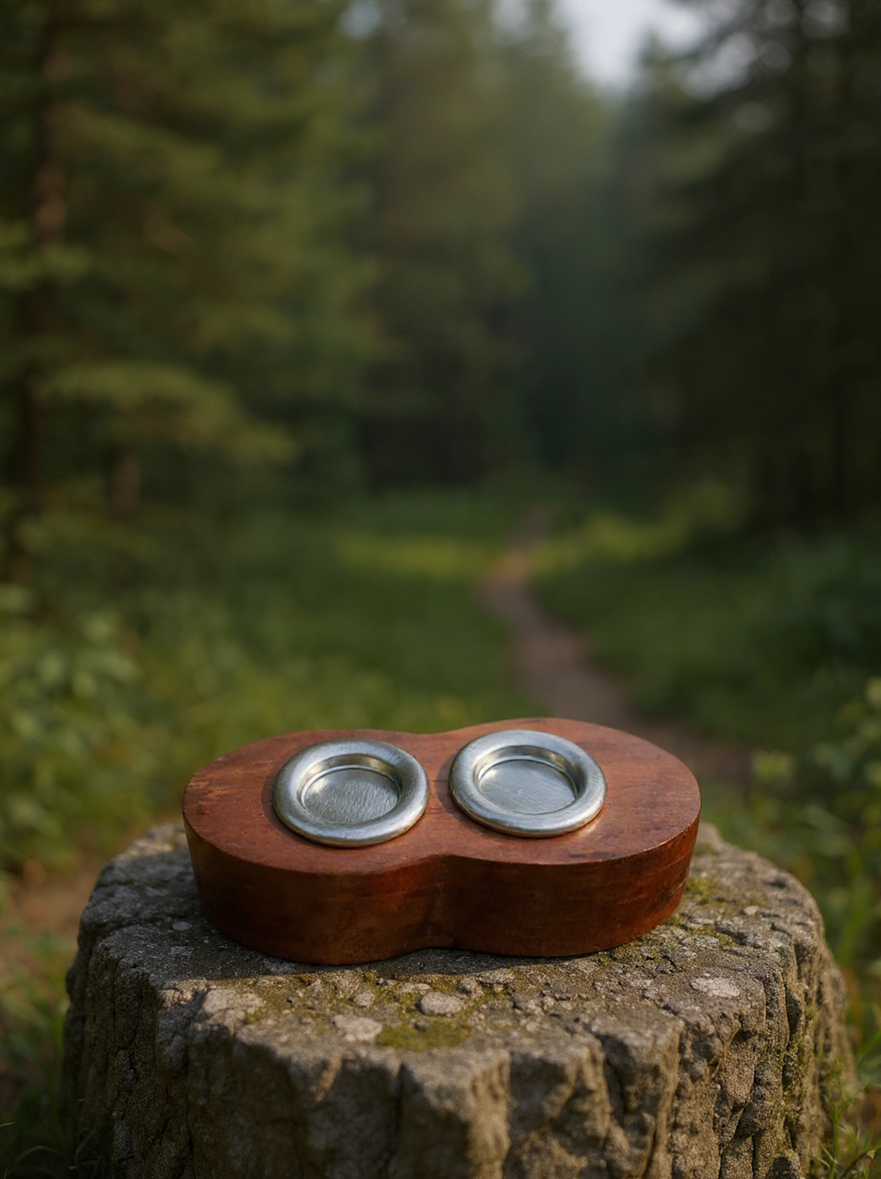 🌿 Porta Incienso Doble de Madera Pulida