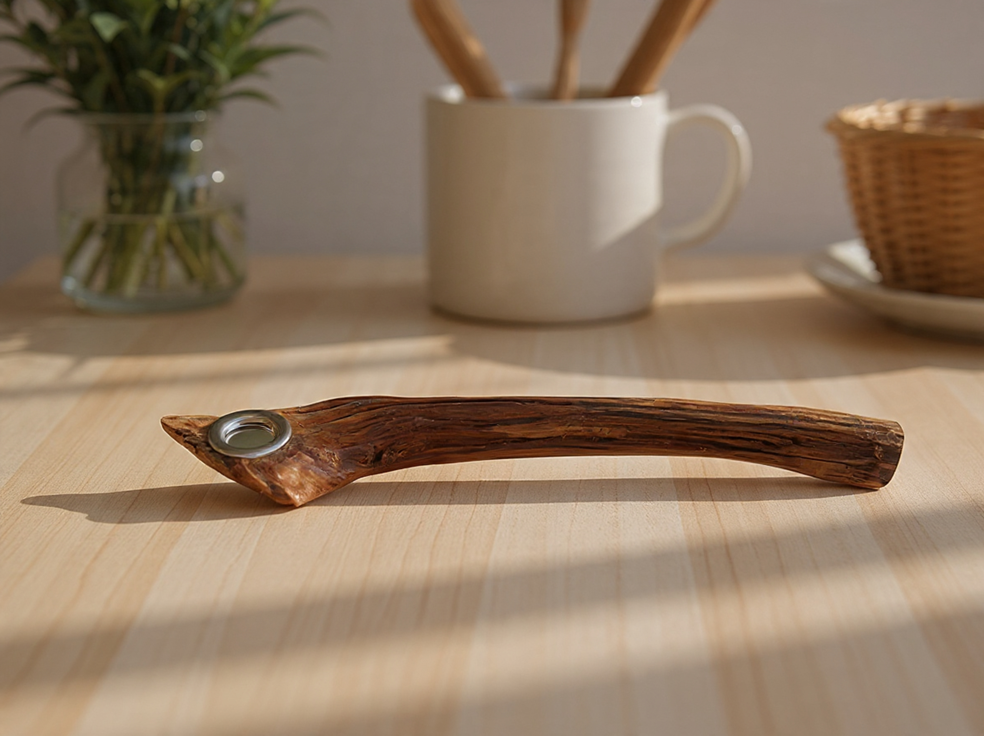 🌿 Porta Incienso de Madera Natural