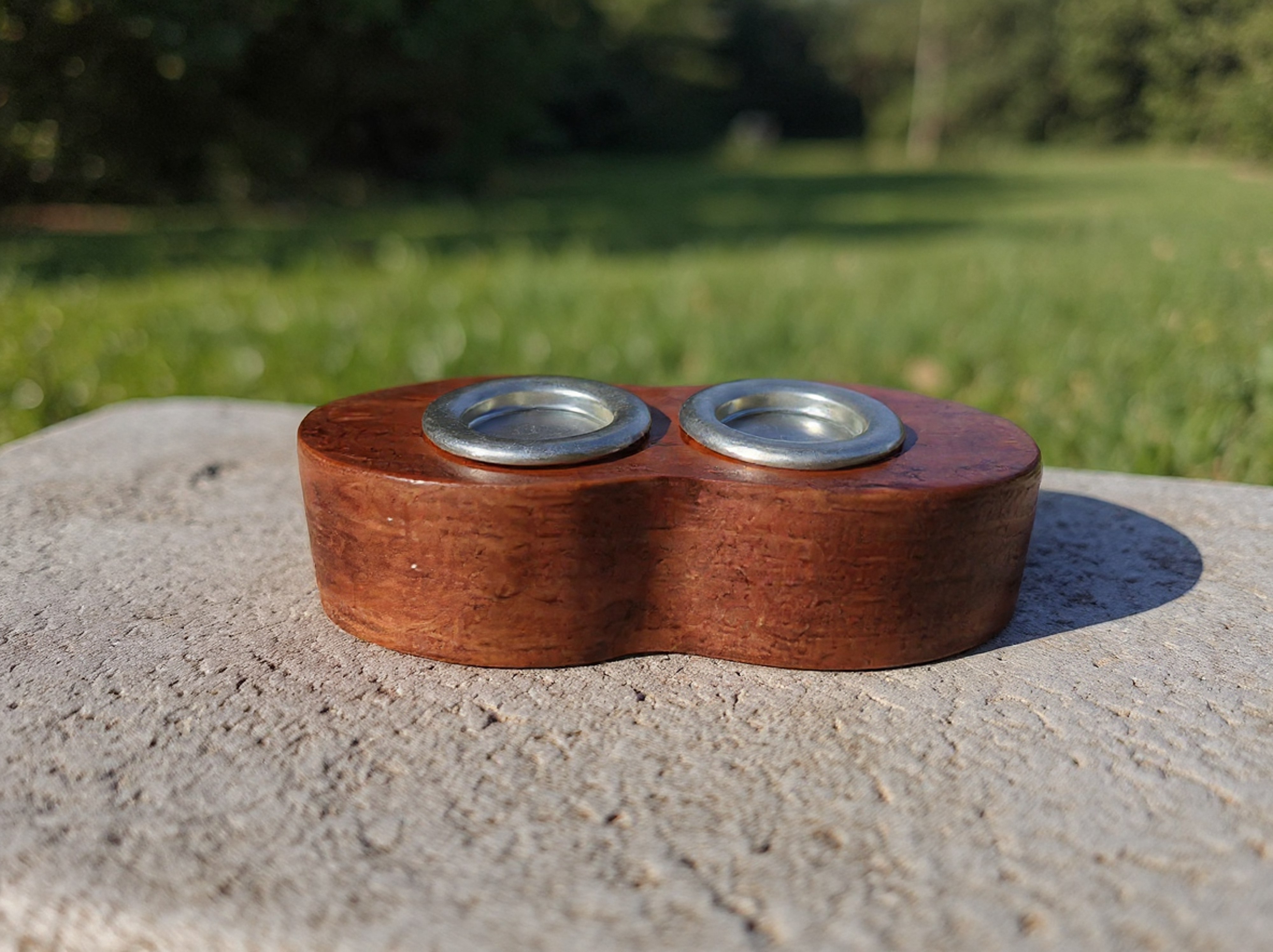 🌿 Porta Incienso Doble de Madera Pulida