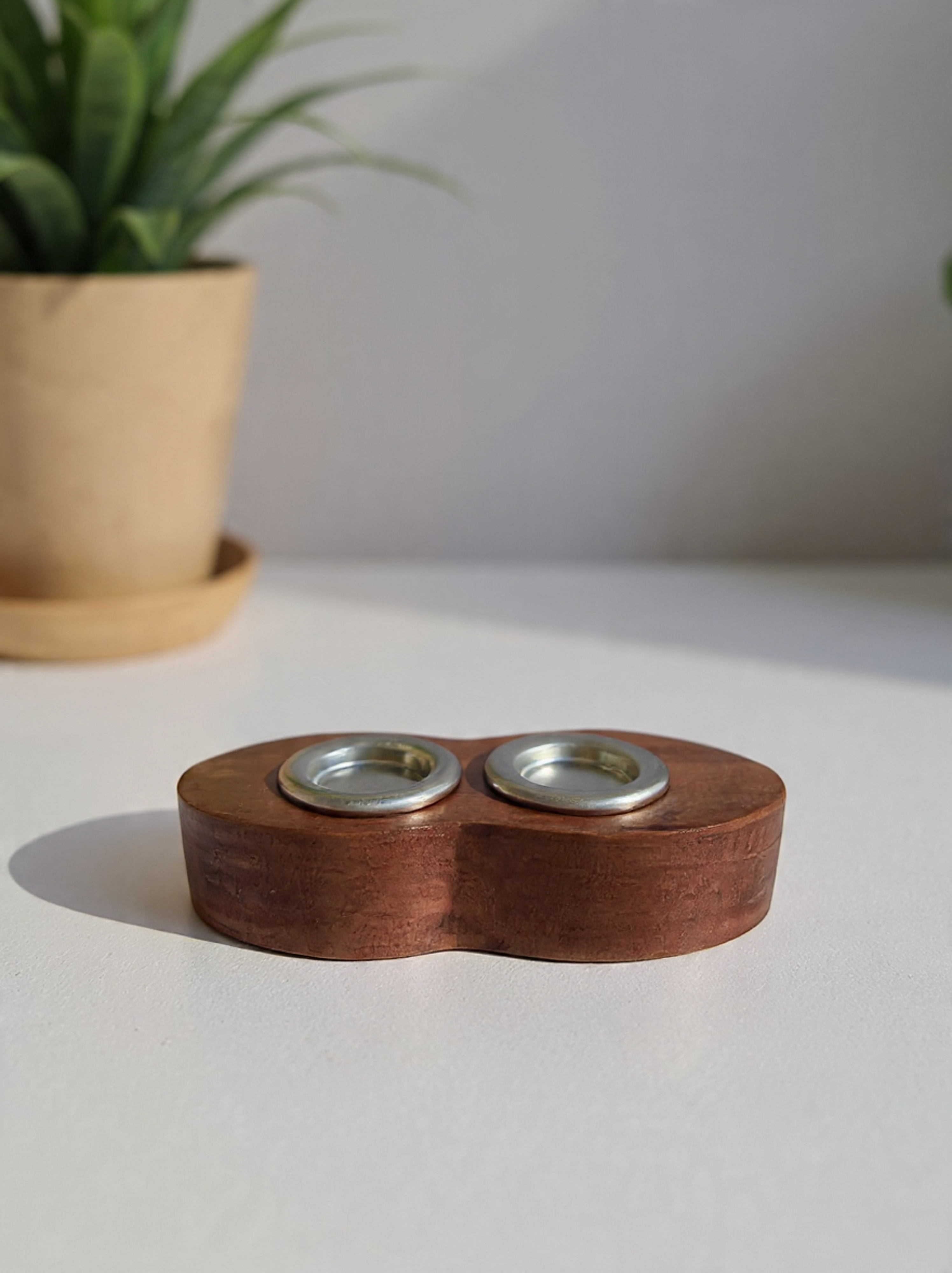 🌿 Porta Incienso Doble de Madera Pulida