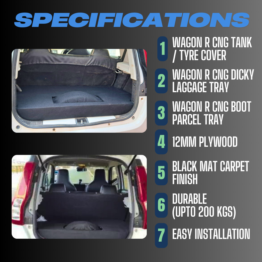 Wagon R CNG Boot Parcel Tray | Boot Parcel Tray with Tyre Cover Compatible for New Model Wagonr (Pack of 1)
