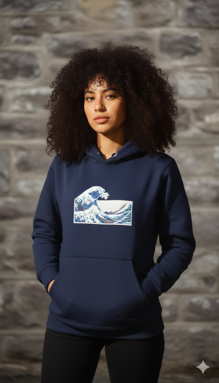 Navy Wave Graphic Hoodie
