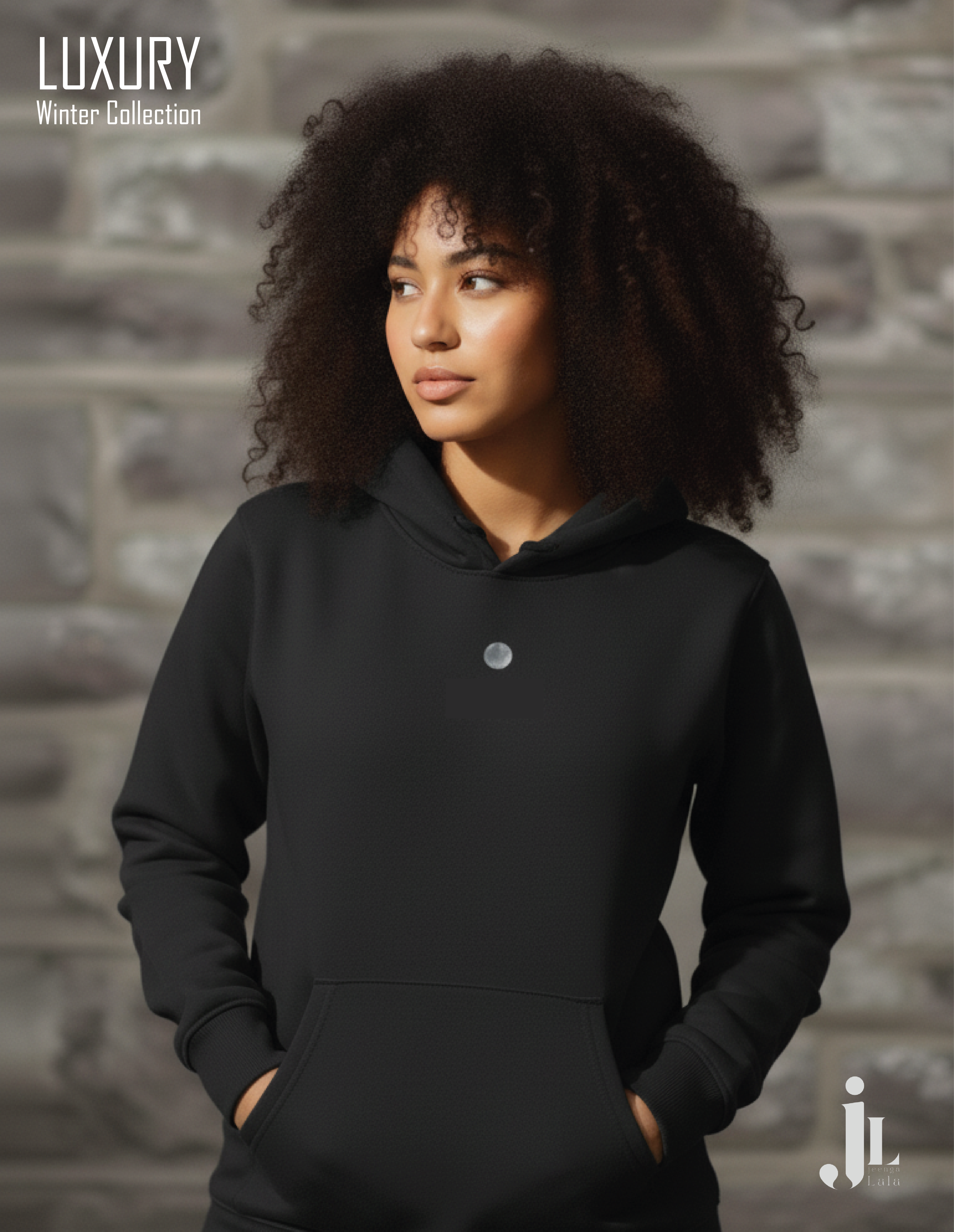 Black Hoodie with Golden Horse Print