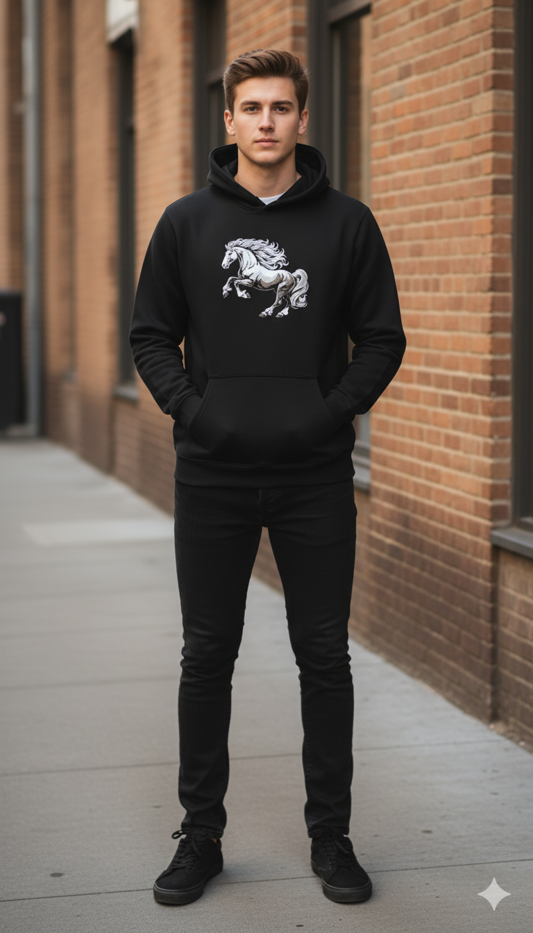 Black Horse Graphic Hoodie