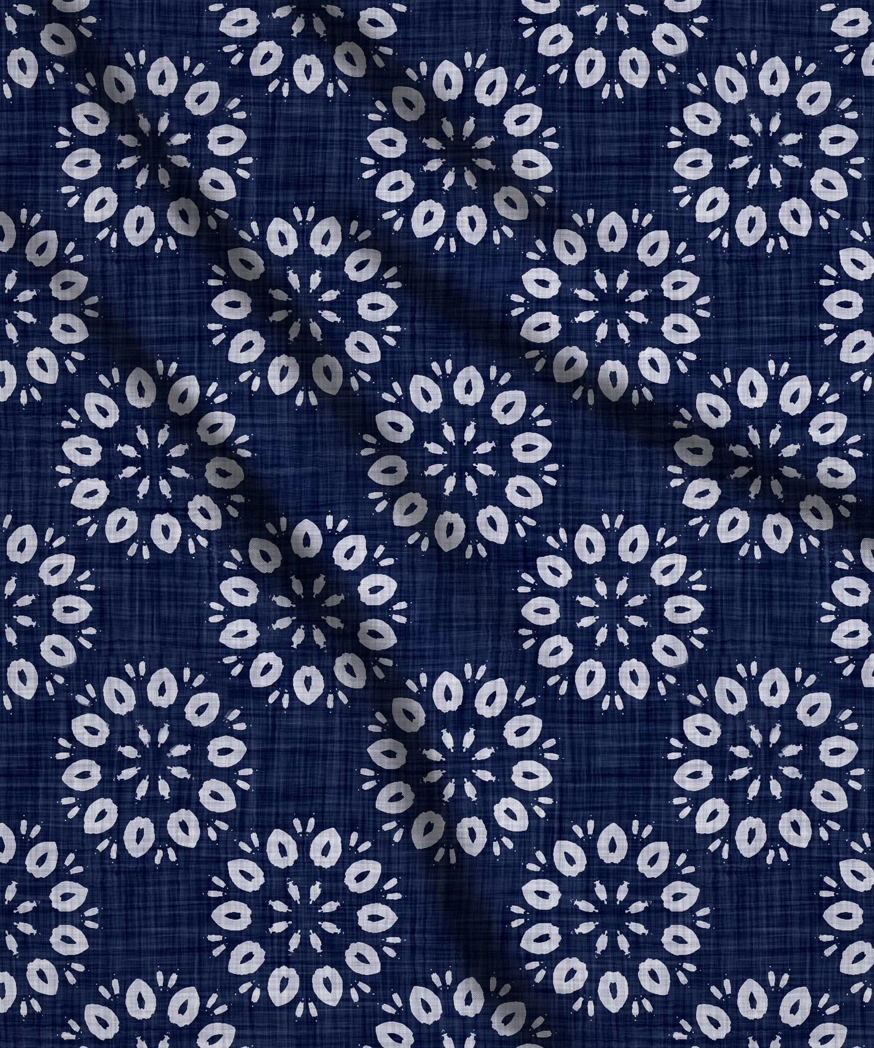Indigo Circle Pattern Fabric (Per Metre)