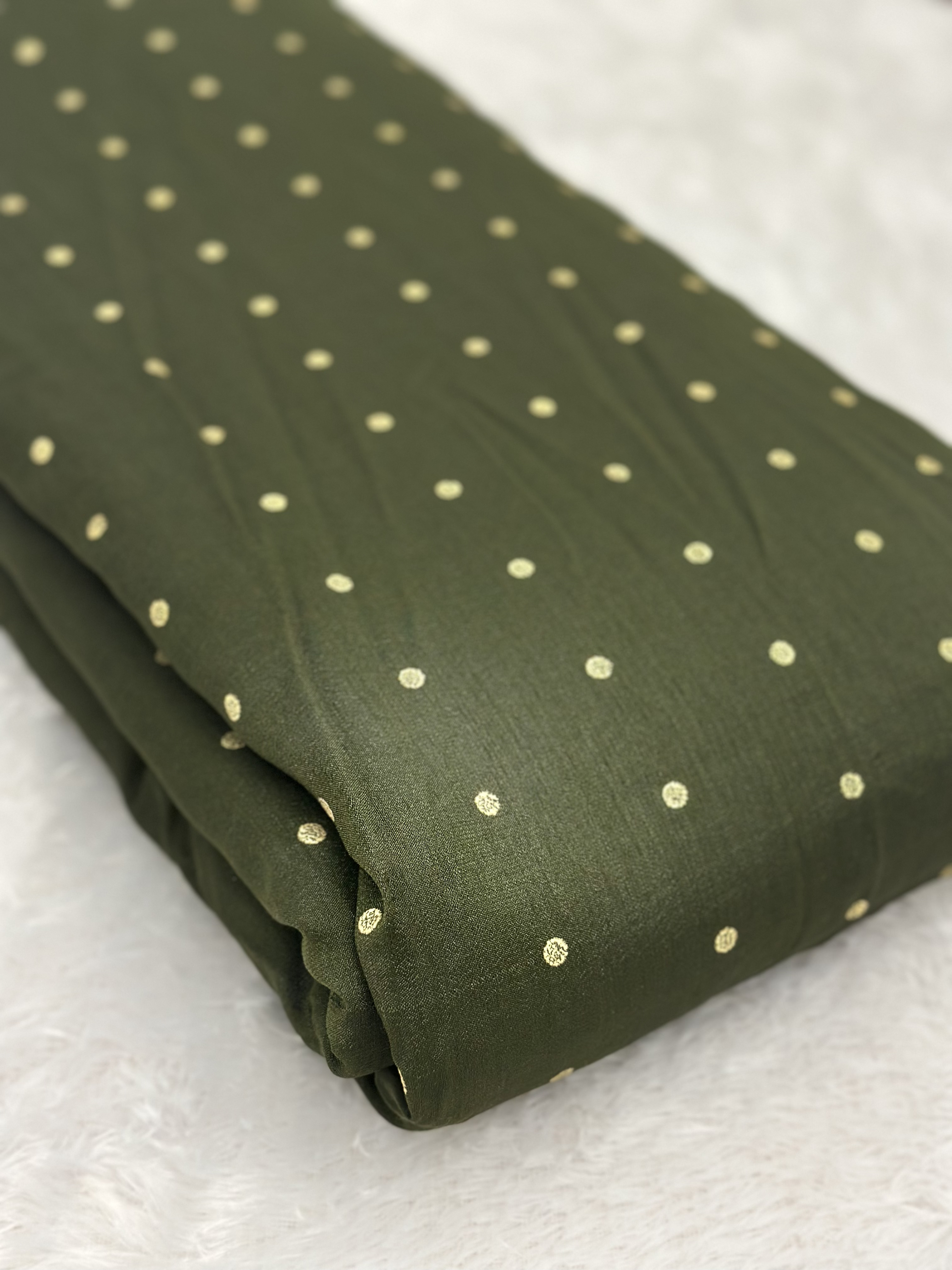 Olive Green Polka Dot Fabric