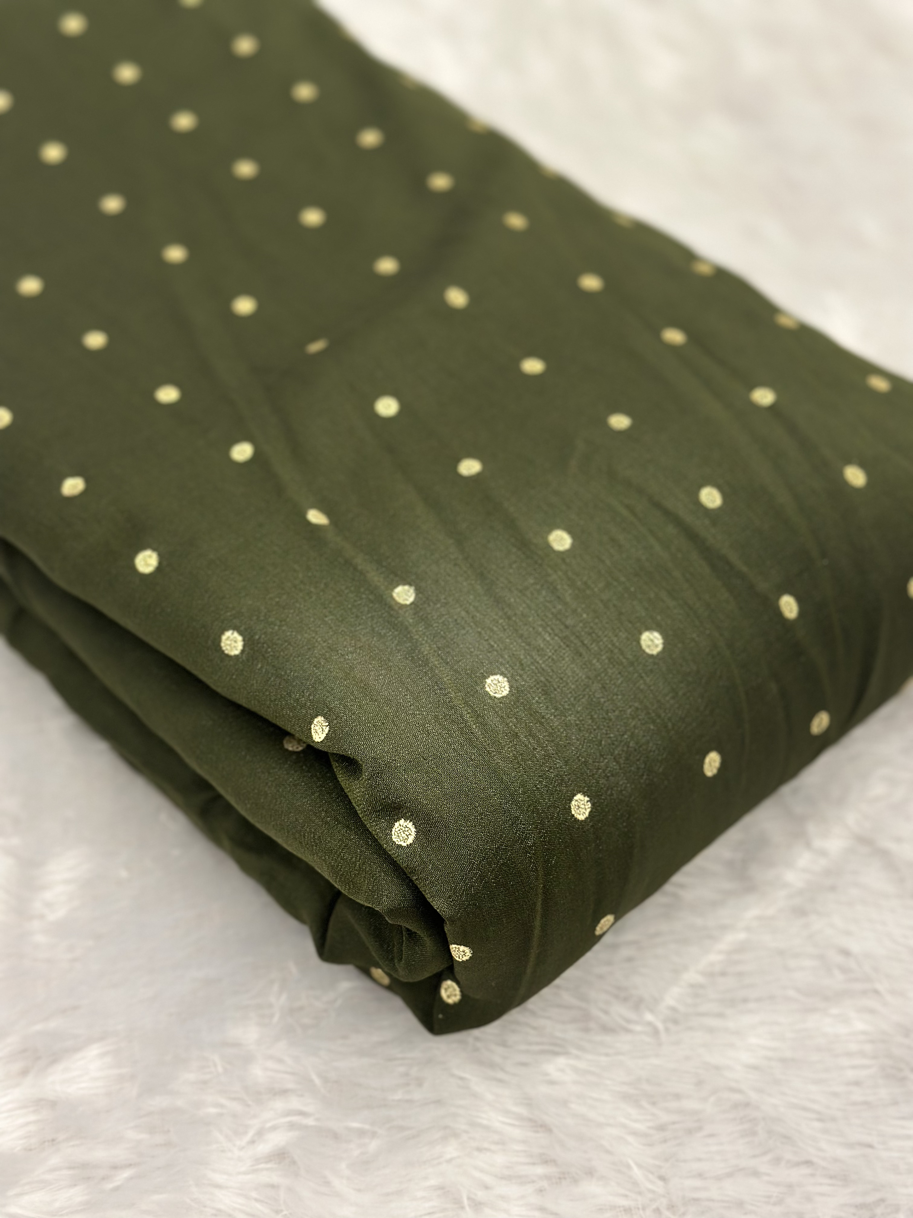 Olive Green Polka Dot Fabric