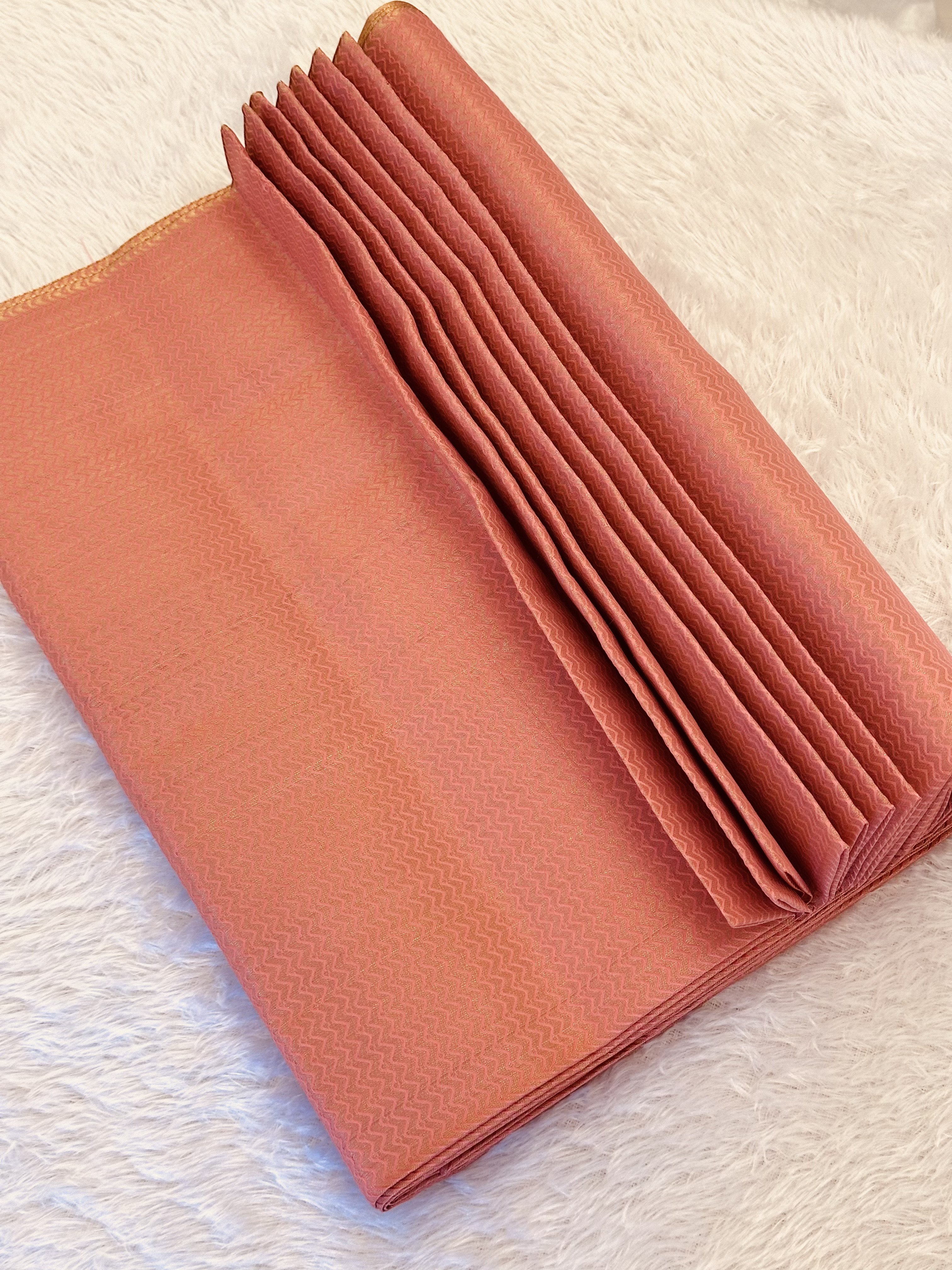 Dual Shade Peach-Orange Brocade Fabric