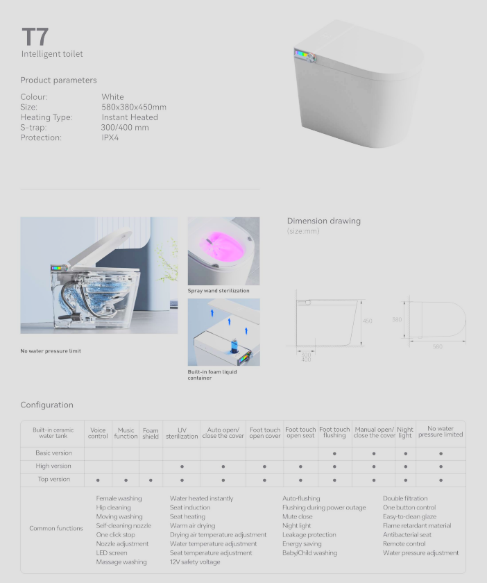 Intelligent Toilet T7