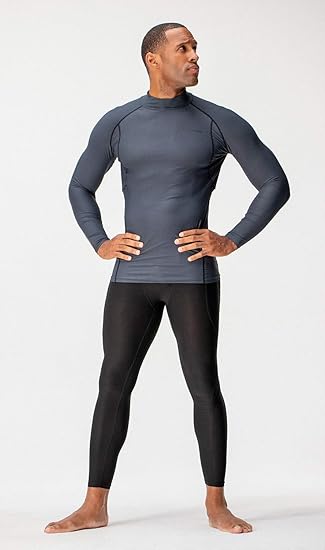 DEVOPS 3-Pack Men's Athletic Turtleneck Long Sleeve Compression Shirts