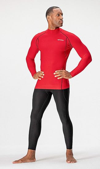 DEVOPS 3-Pack Men's Athletic Turtleneck Long Sleeve Compression Shirts