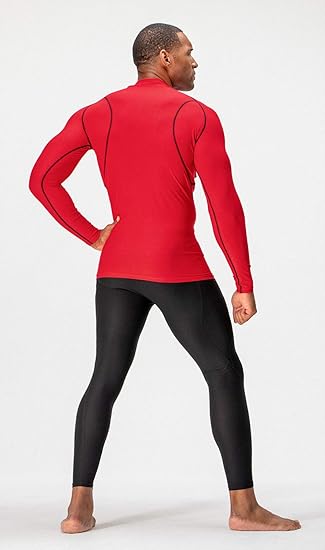 DEVOPS 3-Pack Men's Athletic Turtleneck Long Sleeve Compression Shirts