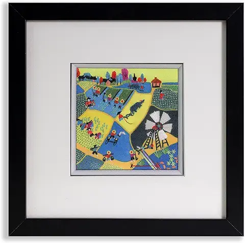 Framed Folk Art Embroidery