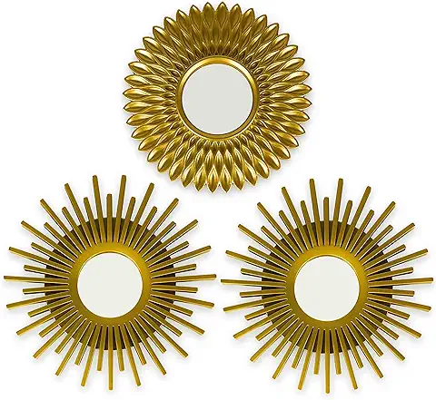 Set of 3 Decorative Sunburst Wall Mirrors