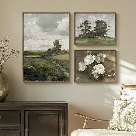 Vintage Landscape and Floral Art Print Set