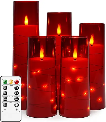 Red LED Flameless Candles with Remote