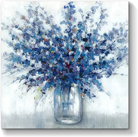 Blue Floral Canvas Wall Art