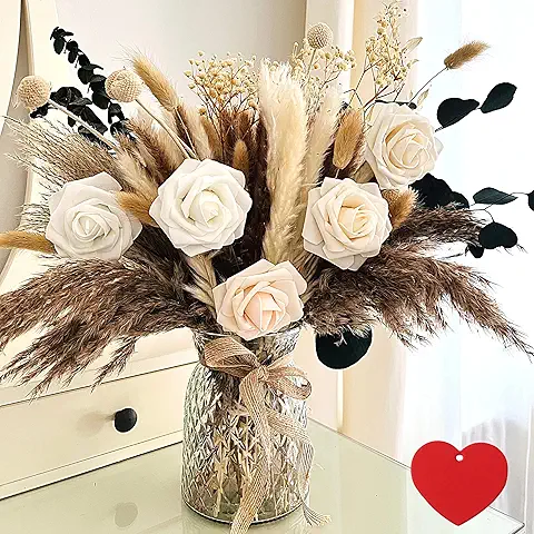 Dried Flower Arrangement with Artificial Roses