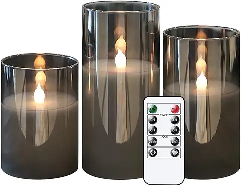 Set of Smoky Glass Flameless LED Candles