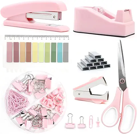 Pink Office Supplies Set