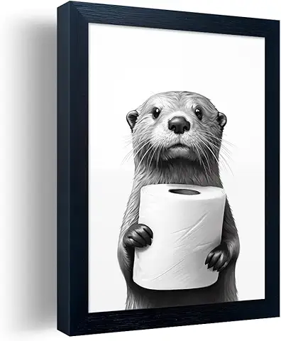 Otter Holding Toilet Paper Framed Art Print