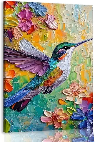 Colorful Hummingbird Oil Painting