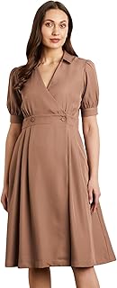 Elegant Brown Midi Dress