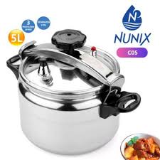 NUNIX Non-Explosive Pressure Cooker – Safe, Stainless Steel, Multiple Sizes (5L, 7L, 9L, 11L, 15L)”
