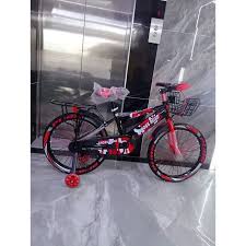 20” Crossroad Kids Bicycle – Red & Black with Front Basket, Training Wheels, and Sports Design