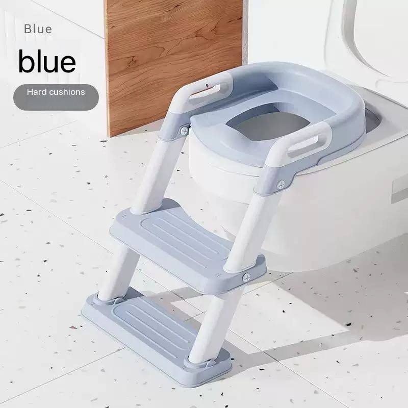 Toilet Training Step Stool for Toddlers – Adjustable Toilet Ladder with Soft Seat (Blue)