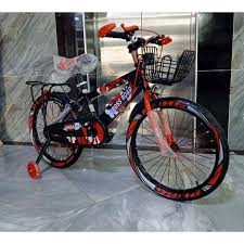 20” Crossroad Kids Bicycle – Red & Black with Front Basket, Training Wheels, and Sports Design