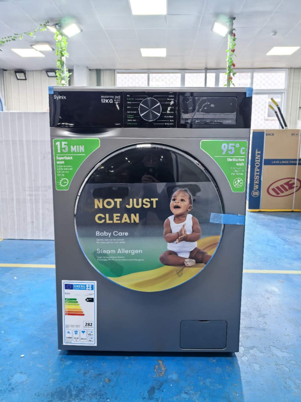 12kg-Syinix front load washing machine  wash and spin