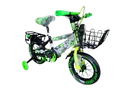 12″ Kids Bicycle – Green/Black Size 12 Children's Bike with Training Wheels, Front Basket & Rear Rack (Ages 2‑5)