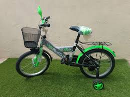 20″ Kids Bicycle – Children’s Size 20 Bike in Green/Black with Training Wheels, Front Basket & Rear Carrier Rack (Ages 7‑12)