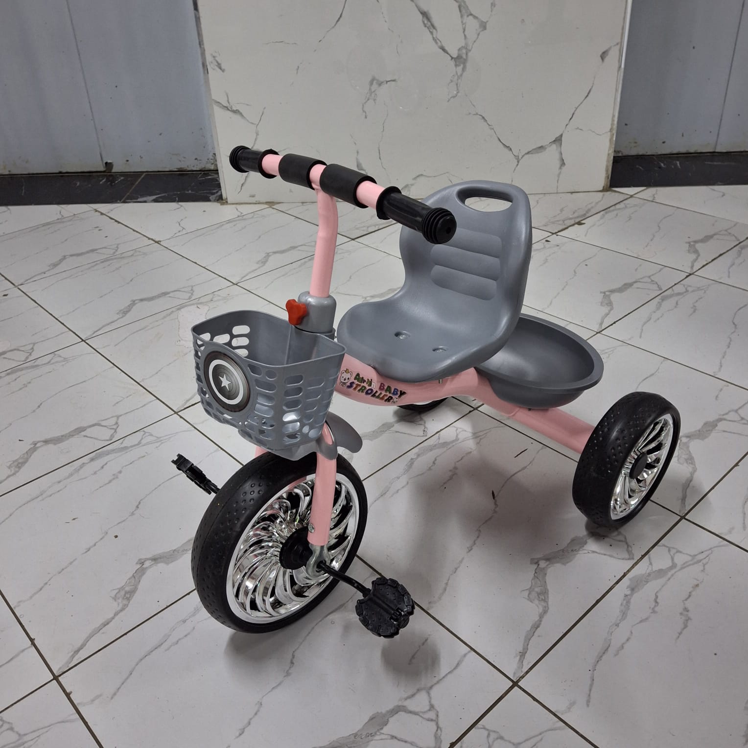 Pink Tricycle for Toddlers – Pedal Ride-on with Basket & Comfortable Seat for Ages 1-3